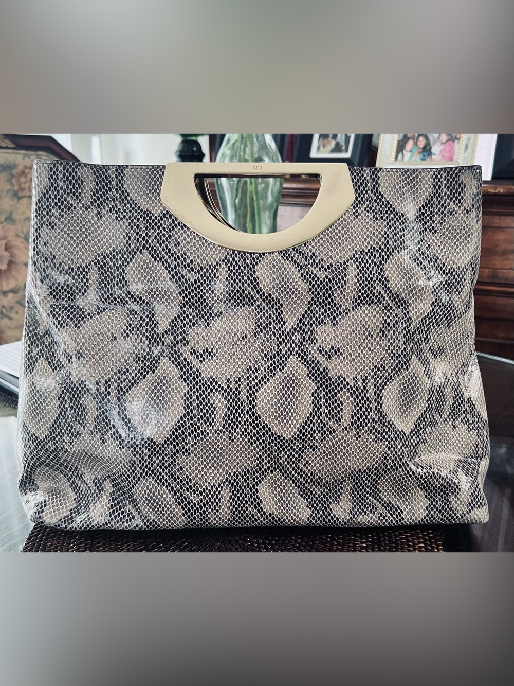 G.I.L.I Snakeskin Embossed Leather Tote